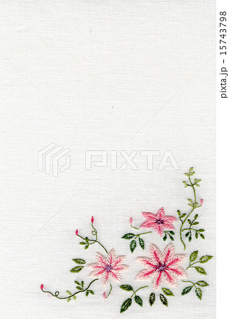 季節の花の刺繍のフレームのイラスト素材
