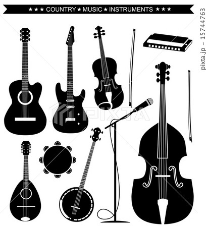 Vector Country Music Instruments Isolated On Whiteのイラスト素材