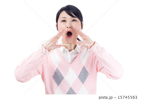 応援する女性 口形「お」 応援する女性 口形「お」 15745563