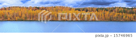 Mellow autumn on lakeside panoramic 15746965