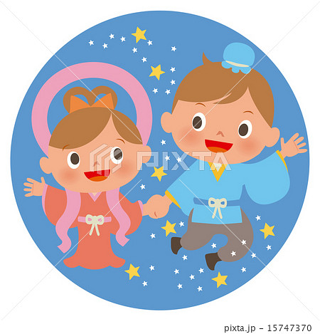 七夕_織姫と彦星丸囲み 七夕_織姫と彦星丸囲み 15747370