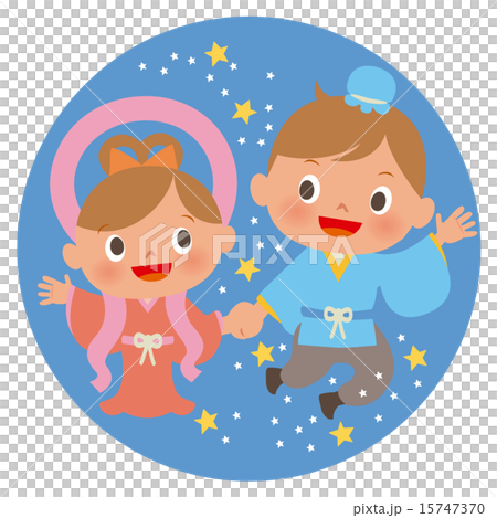 七夕_織姫と彦星丸囲み 七夕_織姫と彦星丸囲み 15747370