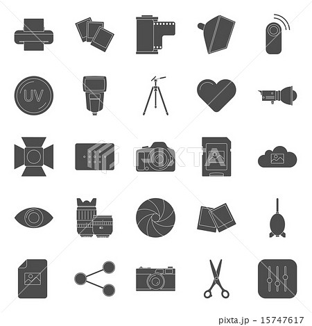 Photo equipment end editing silhouettes icons set Photo equipment end editing silhouettes icons set 15747617