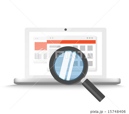 Modern laptop with magnifier searching information Modern laptop with magnifier searching information 15748406