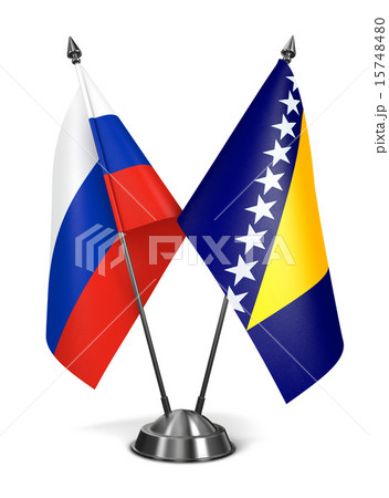 Russia, Bosnia and Herzegovina Miniature Flags. 15748480