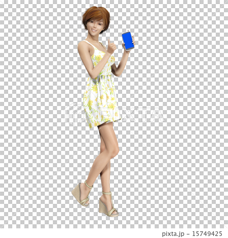 預訂與智能手機的一名年輕女子 15749425