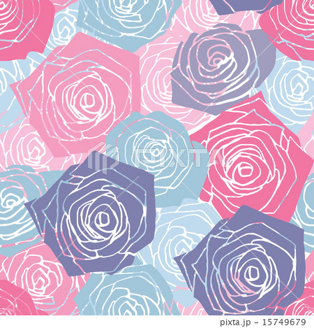 Pink and blue roses pattern 15749679