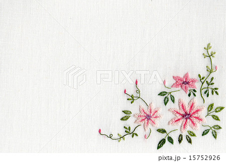 季節の花の刺繍のフレームのイラスト素材