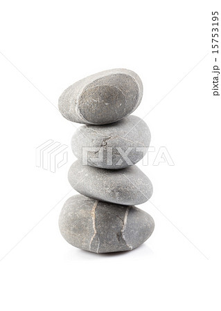 Pyramid of stones over white 15753195