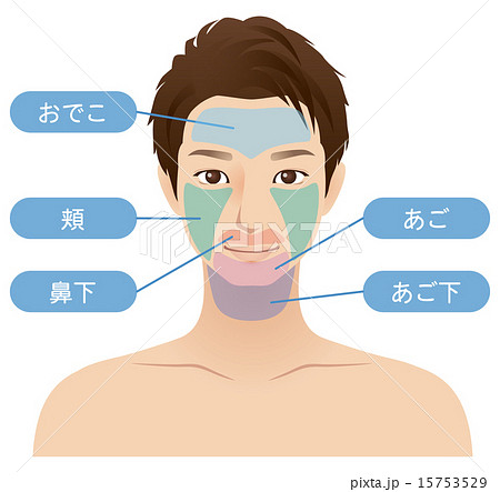 男性 顔 脱毛箇所のイラスト素材 15753529 Pixta