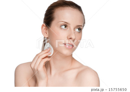 Young beautiful woman with clean sponge Young beautiful woman with clean sponge 15755650