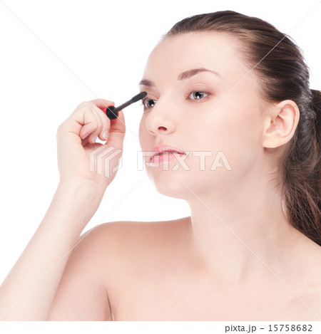 Beautiful woman with make up brush 15758682