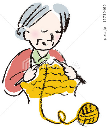 編み物をするおばあさんのイラスト素材 15759469 Pixta