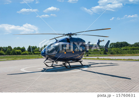 Helicopter parked at the helipad Helicopter parked at the helipad 15760631