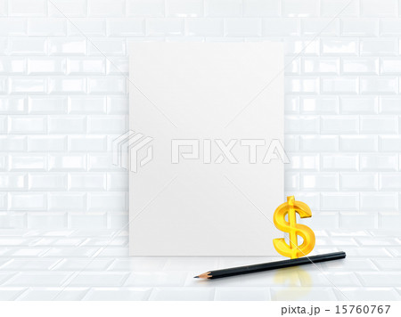 Paper poster frame at tiles ceramic wall and floor 15760767