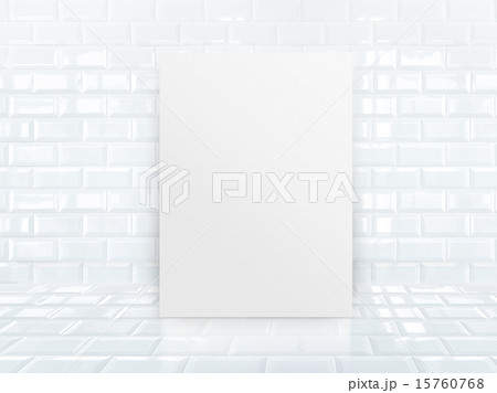 Paper poster frame at tiles ceramic wall and floor Paper poster frame at tiles ceramic wall and floor 15760768