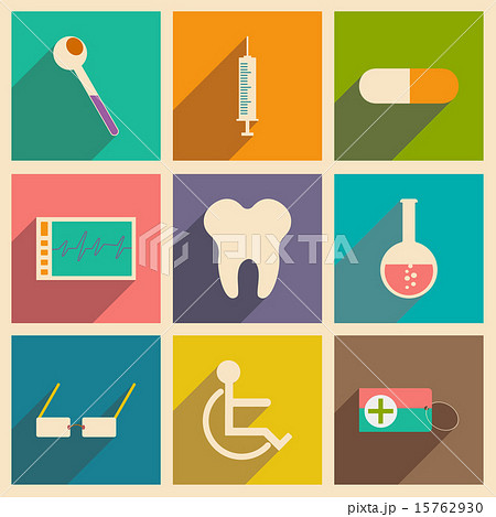 Flat with shadow concept and mobile application medicine icons 15762930