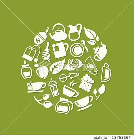 tea icons in circle 15765864