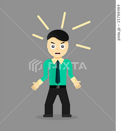 Angry young cartoon businessman or office worker. Flat design 15766464