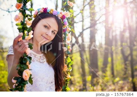 beautiful young girl outdoors in spring 15767864