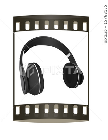 Headphones of carbon material. The film strip 15768155