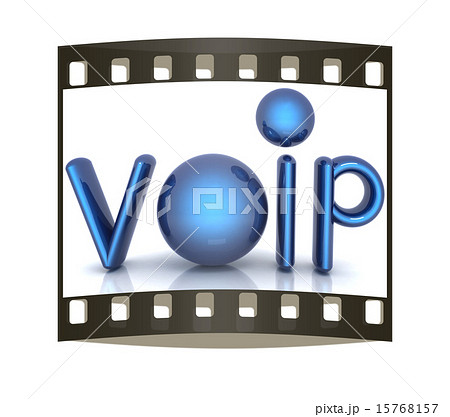 Word VoIP with 3D globe. The film strip 15768157