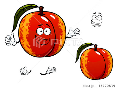 Nectarine fruit with leaf cartoon character Nectarine fruit with leaf cartoon character 15770839