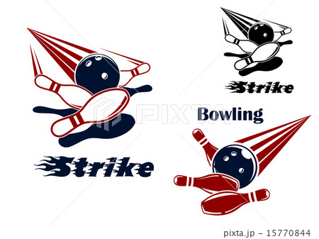 Bowling strike emblems with balls and ninepins Bowling strike emblems with balls and ninepins 15770844