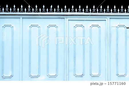 Close up blue metal or iron gate 15771160