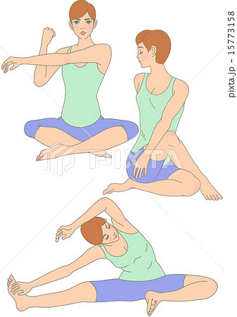 女性 健康 ストレッチのイラスト素材