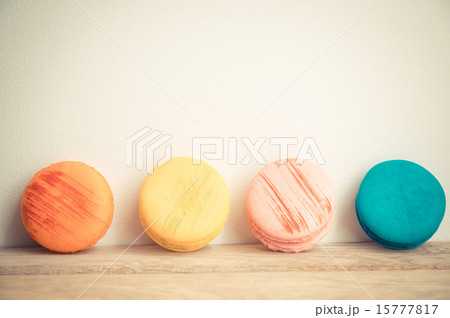 Colorful macaron with white background on floor 15777817