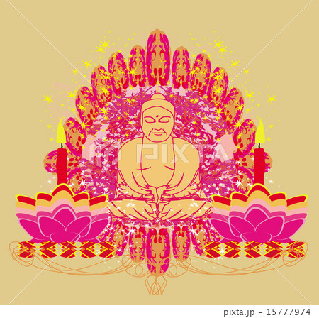 Lotus Oil Lamp with Buddha card 15777974