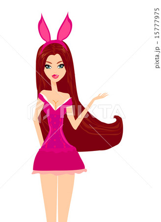 Sexy bunny girl in pink lingerie isolated 15777975