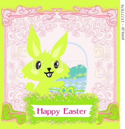 Illustration of happy Easter bunny carrying egg 15777976
