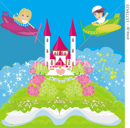Cute boy and girl on a plane 15778420