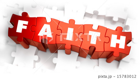 Faith - Text on Red Puzzles with White Background. 15783012