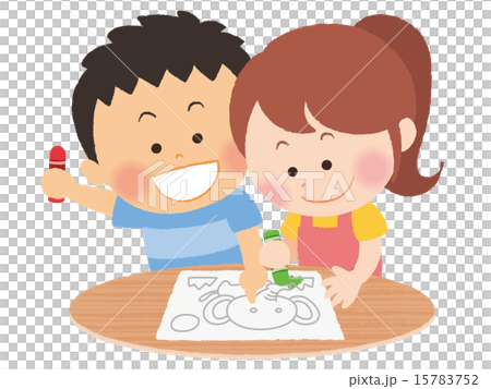 ぬりえをする子供 ぬりえをする子供 15783752