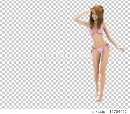 ポーズするスレンダーな水着の女性　perming 3DCG　イラスト素材 15784452