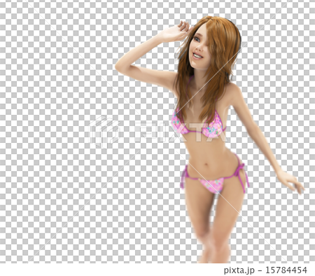Slender swimwear female posing posing 3DCG illustration material 15784454