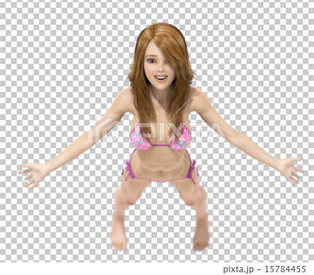 擺在細長的游泳衣的女性擺在3DCG例證材料 擺在細長的游泳衣的女性擺在3DCG例證材料 15784455