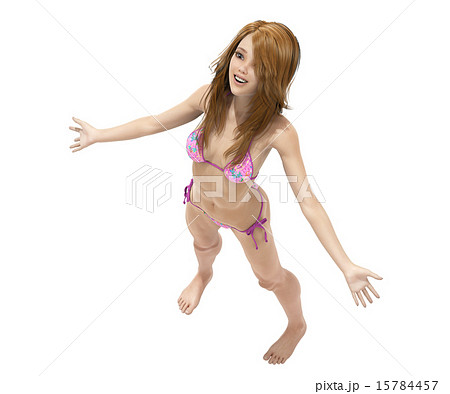 ポーズするスレンダーな水着の女性 Perming 3dcg イラスト素材のイラスト素材