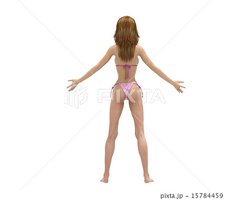 ポーズするスレンダーな水着の女性　perming 3DCG　イラスト素材 15784459