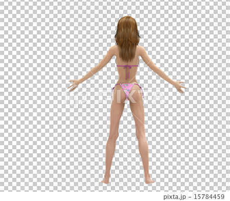 ポーズするスレンダーな水着の女性　perming 3DCG　イラスト素材 15784459