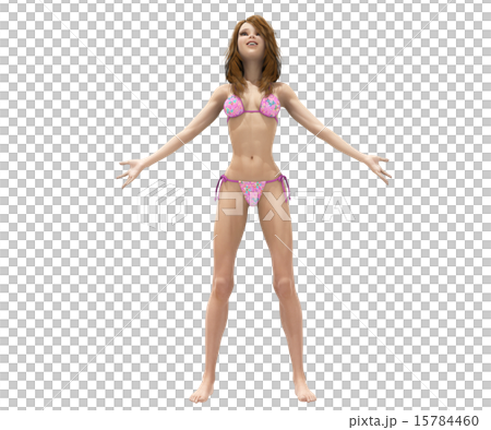 ポーズするスレンダーな水着の女性　perming 3DCG　イラスト素材 15784460