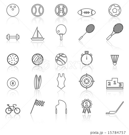 Sport line icons with reflect on white Sport line icons with reflect on white 15784757