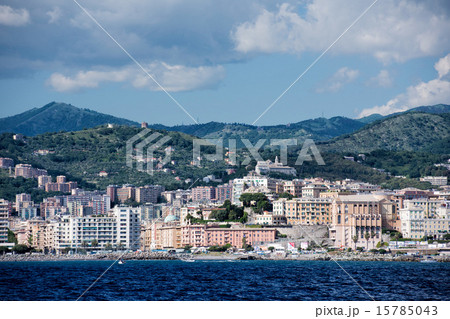 genoa town cityscape panorama from the sea genoa town cityscape panorama from the sea 15785043