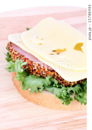 Sandwich with cheese, bacon and salad leaf 15786493