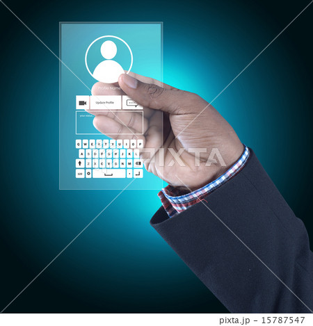 Man showing social network concept Man showing social network concept 15787547