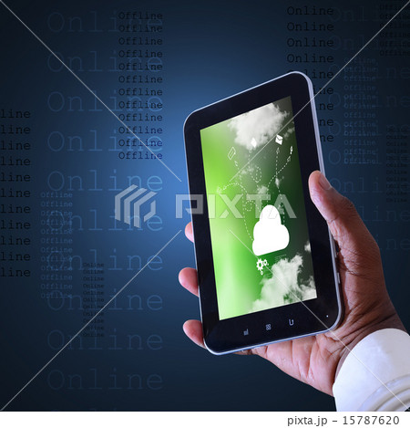 Man showing the tablet 15787620