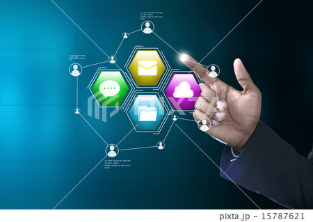 Man showing social network concept 15787621